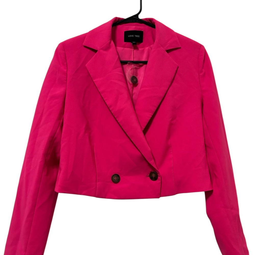 Love Tree Pink Cropped Blazer Modern Suit Jacket